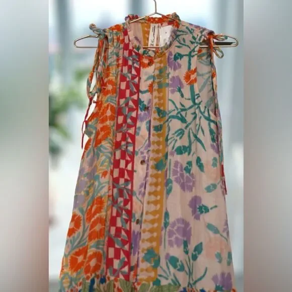 Anthropologie Ellen Merchant Shoulder-Tie Buttondown Dress Size XXS - Picture 6 of 16